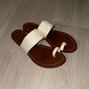 TORY BURCH | white and brown sandals size 8